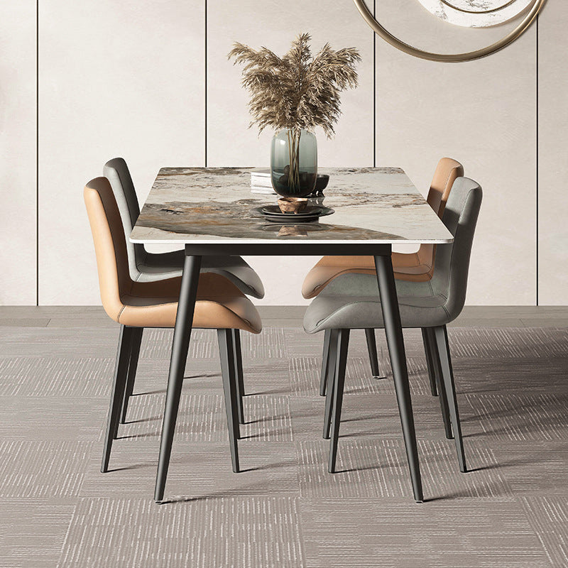 Modern Rectangle Table Sintered Stone Table with Metal Legs for Kitchen 51.2"L x 31.5"W x 29.5"H Without Chairs Clearhalo 'Dining Tables & Seating' 'Dining Tables' 'dining_table' 'furn' 'furn_dining_table' 'Furniture' 'Kitchen & Dining Furniture' 6378823