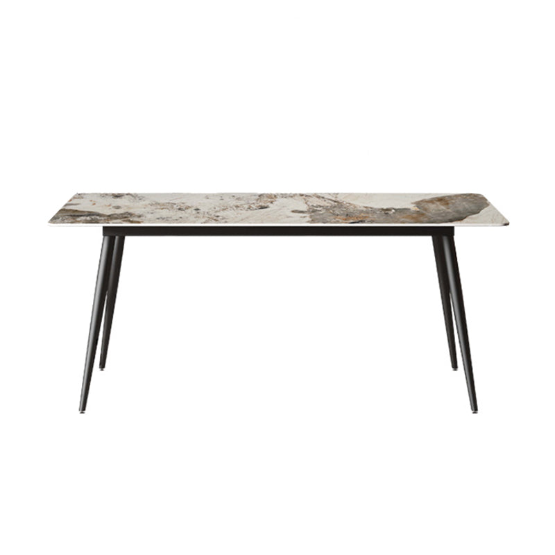 Modern Rectangle Table Sintered Stone Table with Metal Legs for Kitchen Clearhalo 'Dining Tables & Seating' 'Dining Tables' 'dining_table' 'furn' 'furn_dining_table' 'Furniture' 'Kitchen & Dining Furniture' 6378825