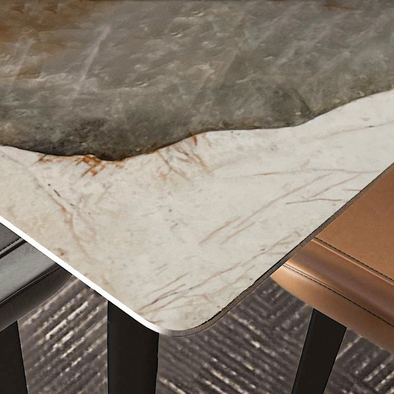 Modern Rectangle Table Sintered Stone Table with Metal Legs for Kitchen Clearhalo 'Dining Tables & Seating' 'Dining Tables' 'dining_table' 'furn' 'furn_dining_table' 'Furniture' 'Kitchen & Dining Furniture' 6378827