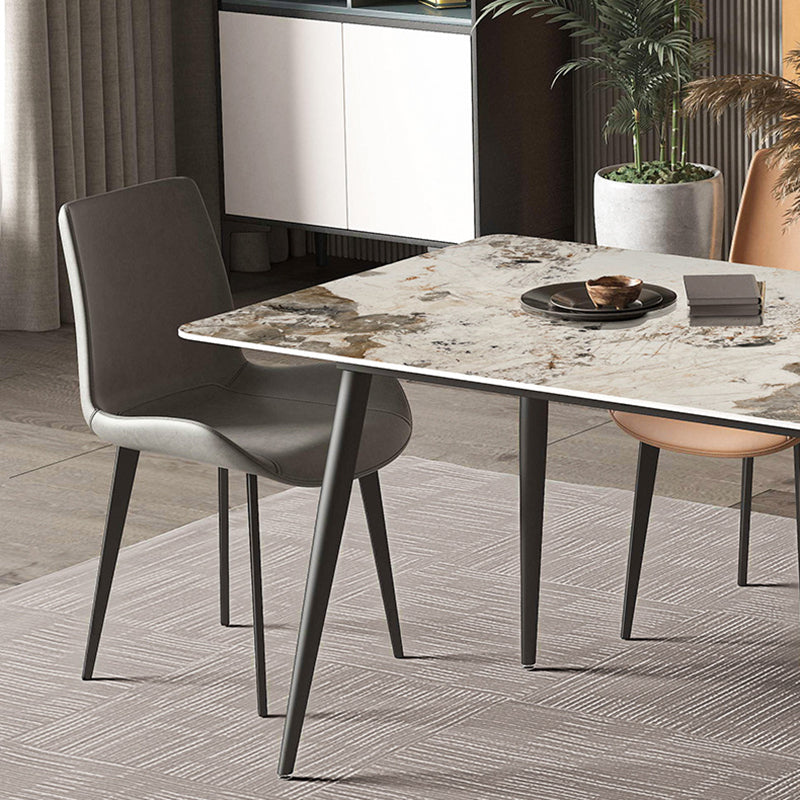 Modern Rectangle Table Sintered Stone Table with Metal Legs for Kitchen Clearhalo 'Dining Tables & Seating' 'Dining Tables' 'dining_table' 'furn' 'furn_dining_table' 'Furniture' 'Kitchen & Dining Furniture' 6378829