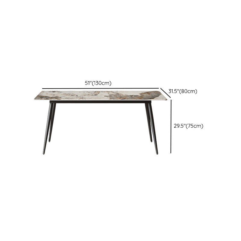 Modern Rectangle Table Sintered Stone Table with Metal Legs for Kitchen Clearhalo 'Dining Tables & Seating' 'Dining Tables' 'dining_table' 'furn' 'furn_dining_table' 'Furniture' 'Kitchen & Dining Furniture' 6378830