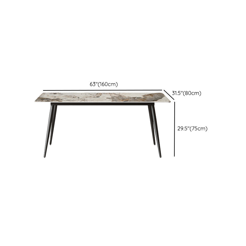 Modern Rectangle Table Sintered Stone Table with Metal Legs for Kitchen Clearhalo 'Dining Tables & Seating' 'Dining Tables' 'dining_table' 'furn' 'furn_dining_table' 'Furniture' 'Kitchen & Dining Furniture' 6378832