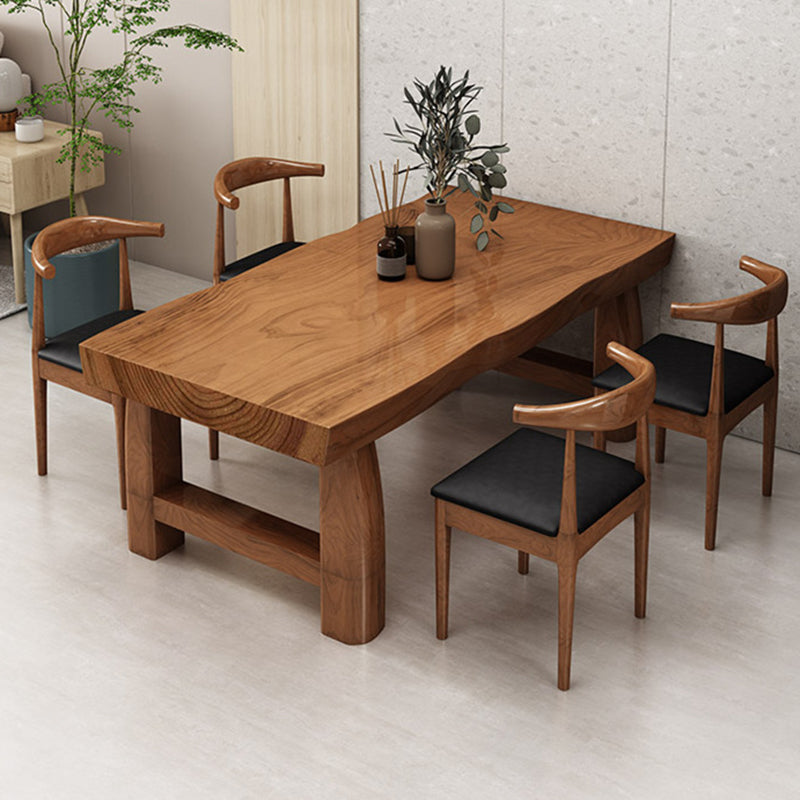 Mesa de comedor rectangular con pedestal doble, mesa moderna de madera de pino para uso en cocina