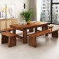 Mesa de comedor rectangular con pedestal doble, mesa moderna de madera de pino para uso en cocina