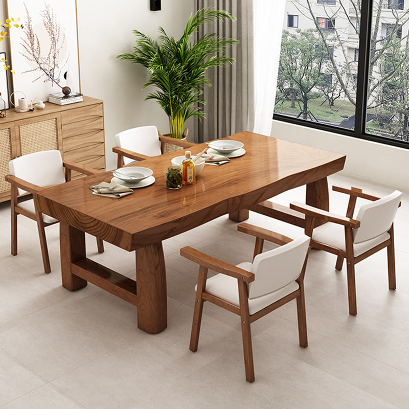 Mesa de comedor rectangular con pedestal doble, mesa moderna de madera de pino para uso en cocina