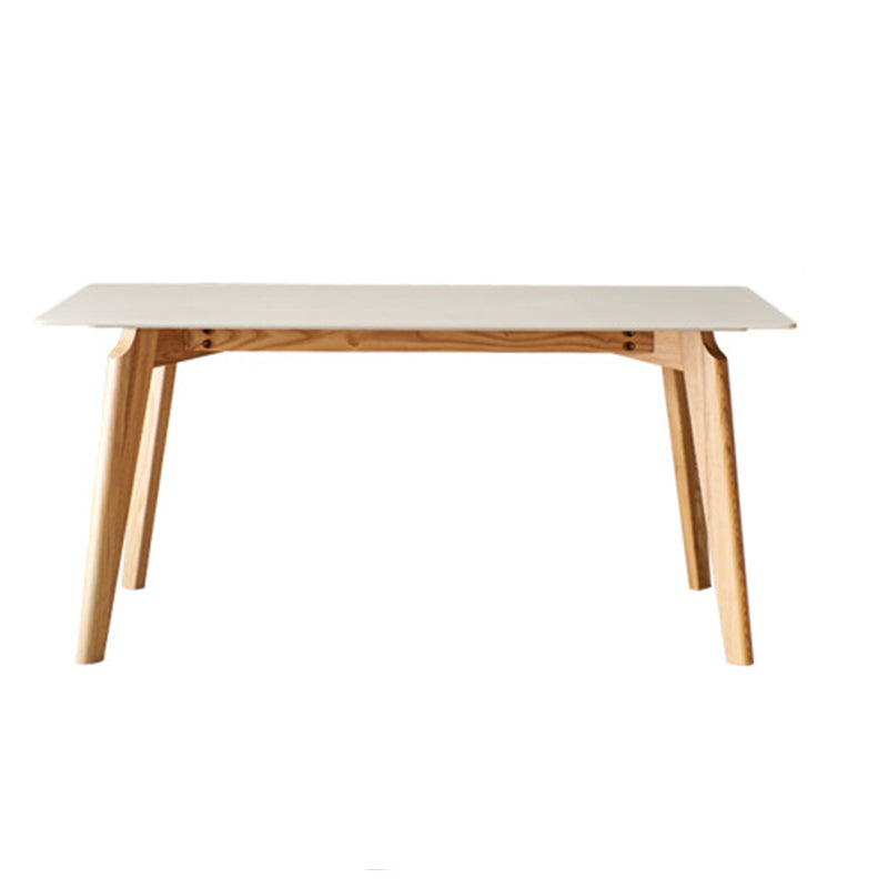 Modern Style Rectangle Table Sintered Stone Table with Wood Legs for Kitchen Clearhalo 'Dining Tables & Seating' 'Dining Tables' 'dining_table' 'furn' 'furn_dining_table' 'Furniture' 'Kitchen & Dining Furniture' 6378858