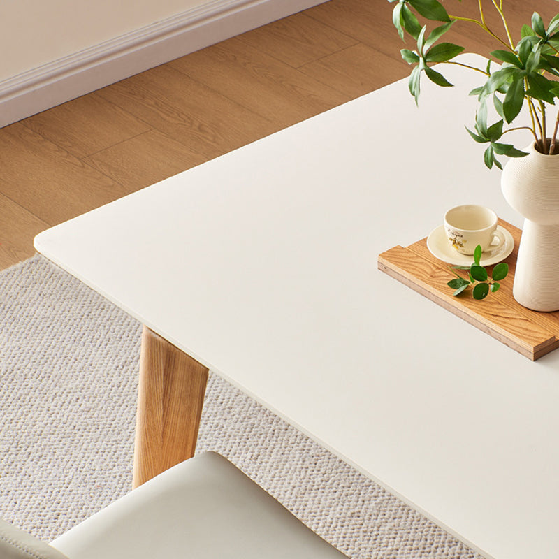 Modern Style Rectangle Table Sintered Stone Table with Wood Legs for Kitchen Clearhalo 'Dining Tables & Seating' 'Dining Tables' 'dining_table' 'furn' 'furn_dining_table' 'Furniture' 'Kitchen & Dining Furniture' 6378859