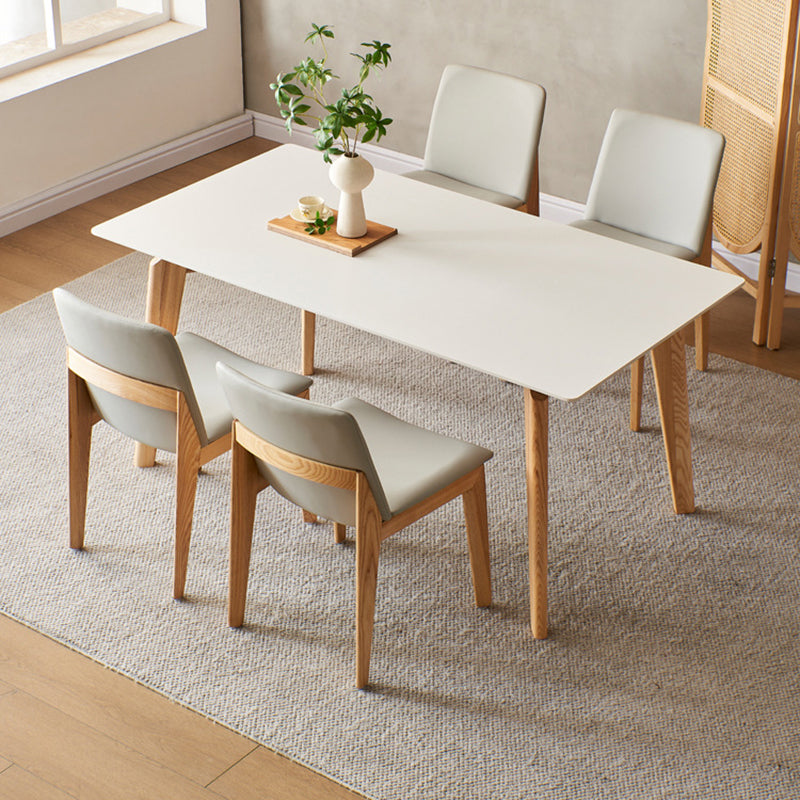 Modern Style Rectangle Table Sintered Stone Table with Wood Legs for Kitchen Clearhalo 'Dining Tables & Seating' 'Dining Tables' 'dining_table' 'furn' 'furn_dining_table' 'Furniture' 'Kitchen & Dining Furniture' 6378863