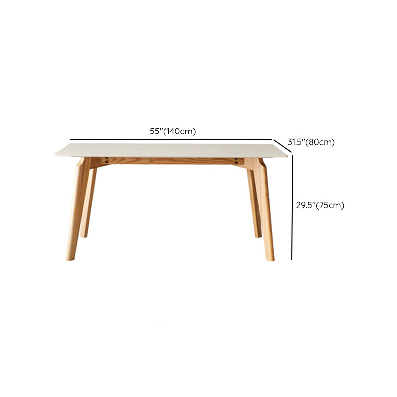 Modern Style Rectangle Table Sintered Stone Table with Wood Legs for Kitchen Clearhalo 'Dining Tables & Seating' 'Dining Tables' 'dining_table' 'furn' 'furn_dining_table' 'Furniture' 'Kitchen & Dining Furniture' 6378864
