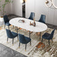 Contemporary Oval Dining Table Stone Dining Table with Iron Base Clearhalo 'Dining Tables & Seating' 'Dining Tables' 'dining_table' 'furn' 'furn_dining_table' 'Furniture' 'Kitchen & Dining Furniture' 6378878