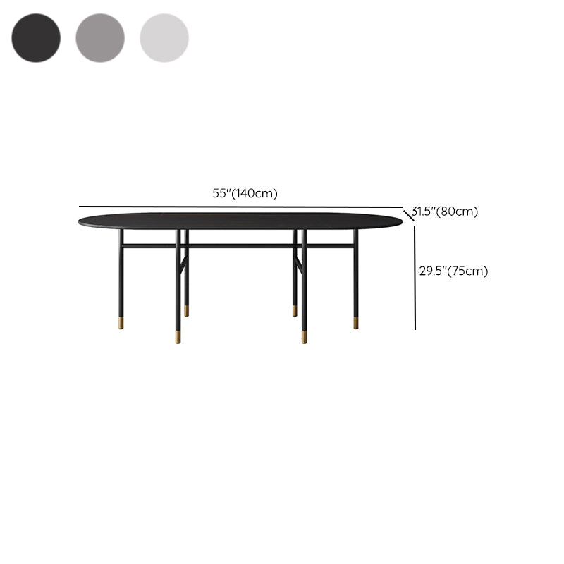 Contemporary Oval Dining Table Stone Dining Table with Iron Base Clearhalo 'Dining Tables & Seating' 'Dining Tables' 'dining_table' 'furn' 'furn_dining_table' 'Furniture' 'Kitchen & Dining Furniture' 6378881