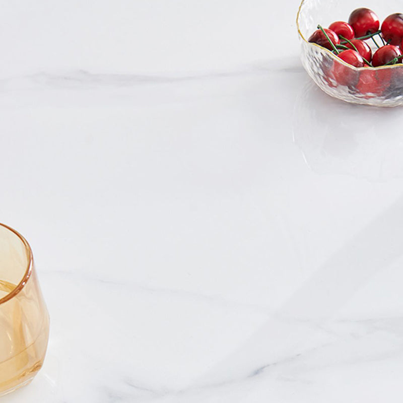 Contemporary Style Rectangle Table Sintered Stone Table with Wood Legs for Kitchen