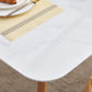 Contemporary Style Rectangle Table Sintered Stone Table with Wood Legs for Kitchen