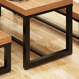 長方形パイン無垢材テーブル工業用ブラックベースダイニングテーブル