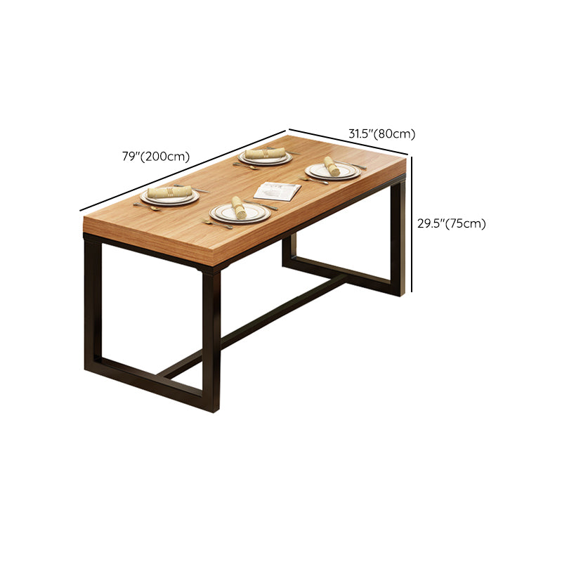 長方形パイン無垢材テーブル工業用ブラックベースダイニングテーブル