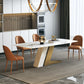 Glam Style Rectangle Table Sintered Stone Table with Metal Legs for Kitchen