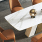 Glam Style Rectangle Table Sintered Stone Table with Metal Legs for Kitchen
