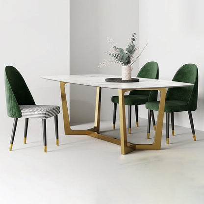 Glam Rectangle Table Sintered Stone Table with Metal Legs for Kitchen 47.2"L x 27.6"W x 29.9"H Without Chairs Clearhalo 'Dining Tables & Seating' 'Dining Tables' 'dining_table' 'furn' 'furn_dining_table' 'Furniture' 'Kitchen & Dining Furniture' 6378936