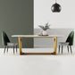 Glam Rectangle Table Sintered Stone Table with Metal Legs for Kitchen 51.2"L x 27.5"W x 29.9"H Without Chairs Clearhalo 'Dining Tables & Seating' 'Dining Tables' 'dining_table' 'furn' 'furn_dining_table' 'Furniture' 'Kitchen & Dining Furniture' 6378938
