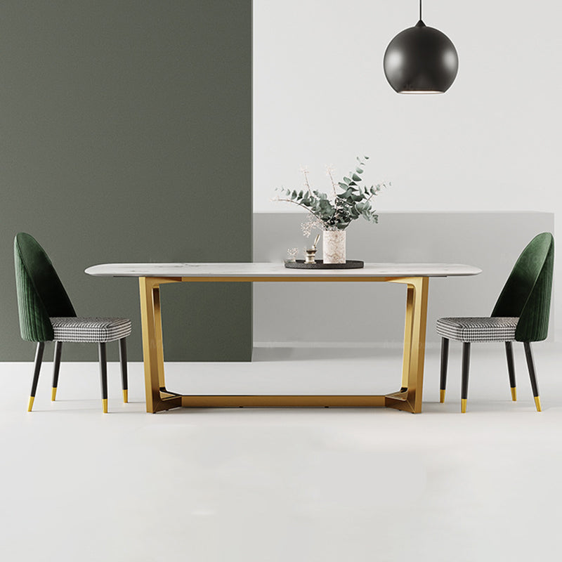 Glam Rectangle Table Sintered Stone Table with Metal Legs for Kitchen 51.2"L x 27.5"W x 29.9"H Without Chairs Clearhalo 'Dining Tables & Seating' 'Dining Tables' 'dining_table' 'furn' 'furn_dining_table' 'Furniture' 'Kitchen & Dining Furniture' 6378938