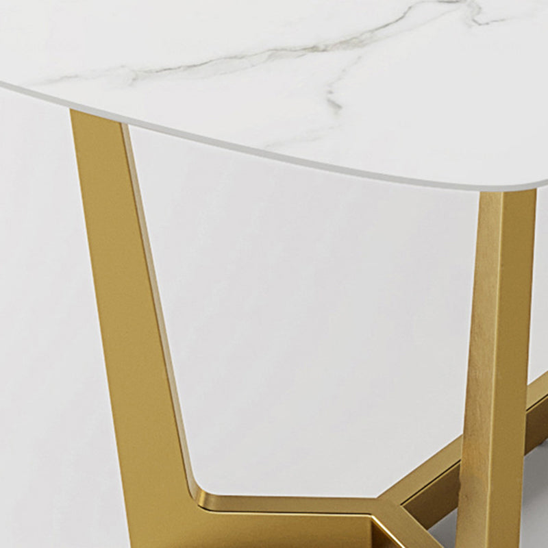 Glam Rectangle Table Sintered Stone Table with Metal Legs for Kitchen Clearhalo 'Dining Tables & Seating' 'Dining Tables' 'dining_table' 'furn' 'furn_dining_table' 'Furniture' 'Kitchen & Dining Furniture' 6378942