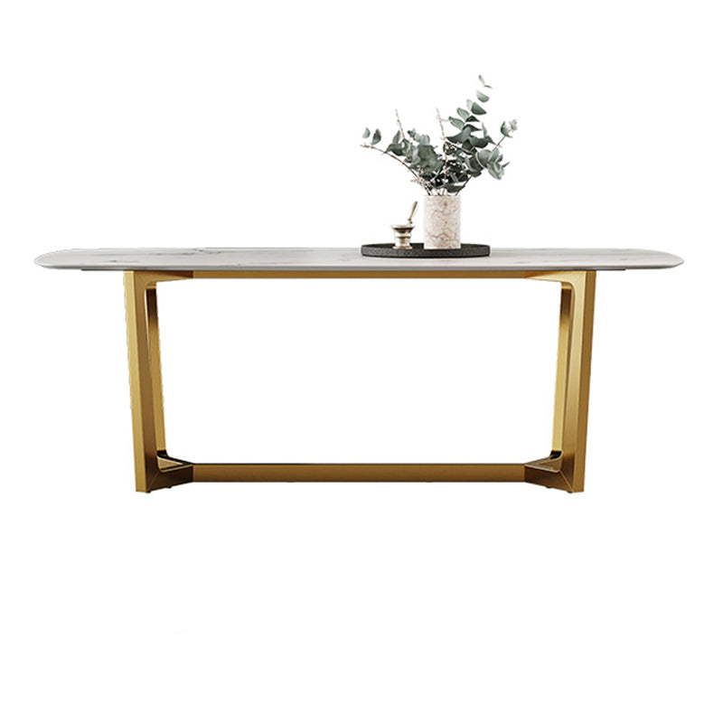 Glam Rectangle Table Sintered Stone Table with Metal Legs for Kitchen Clearhalo 'Dining Tables & Seating' 'Dining Tables' 'dining_table' 'furn' 'furn_dining_table' 'Furniture' 'Kitchen & Dining Furniture' 6378943