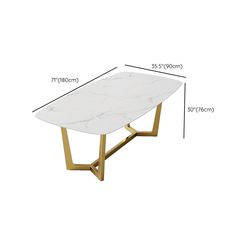 Glam Rectangle Table Sintered Stone Table with Metal Legs for Kitchen Clearhalo 'Dining Tables & Seating' 'Dining Tables' 'dining_table' 'furn' 'furn_dining_table' 'Furniture' 'Kitchen & Dining Furniture' 6378948