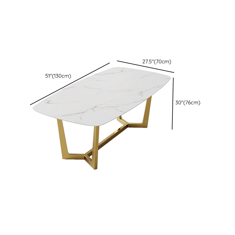 Glam Rectangle Table Sintered Stone Table with Metal Legs for Kitchen Clearhalo 'Dining Tables & Seating' 'Dining Tables' 'dining_table' 'furn' 'furn_dining_table' 'Furniture' 'Kitchen & Dining Furniture' 6378949