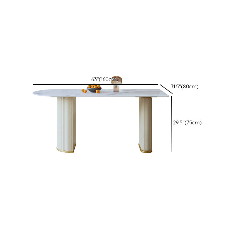 Modern Double Pedestal Dining Table Stone Table for Living Room Clearhalo 'Dining Tables & Seating' 'Dining Tables' 'dining_table' 'furn' 'furn_dining_table' 'Furniture' 'Kitchen & Dining Furniture' 6378961