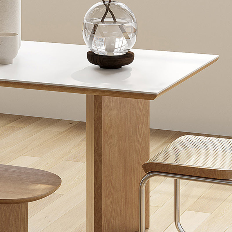 Contemporary Rectangle Table Sintered Stone Table with Wood Legs for Kitchen Clearhalo 'Dining Tables & Seating' 'Dining Tables' 'dining_table' 'furn' 'furn_dining_table' 'Furniture' 'Kitchen & Dining Furniture' 6378968