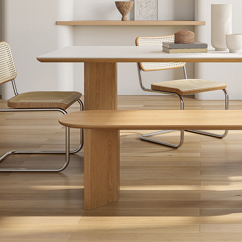 Contemporary Rectangle Table Sintered Stone Table with Wood Legs for Kitchen Clearhalo 'Dining Tables & Seating' 'Dining Tables' 'dining_table' 'furn' 'furn_dining_table' 'Furniture' 'Kitchen & Dining Furniture' 6378969