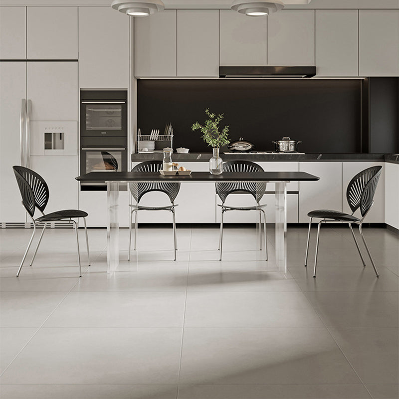 Eigentijdse rechthoekige tafel van gesinterde stenen tafel met acrylpoten voor de keuken
