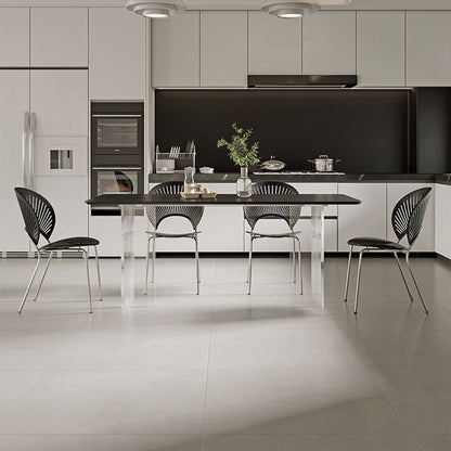 Eigentijdse rechthoekige tafel van gesinterde stenen tafel met acrylpoten voor de keuken
