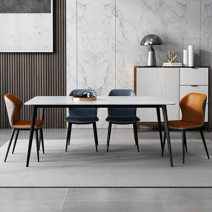 White Stone Dining Table Industrial Rectangle Dining Table for Dining Room 51.2"L x 27.6"W x 29.5"H Without Chairs Clearhalo 'Dining Tables & Seating' 'Dining Tables' 'dining_table' 'furn' 'furn_dining_table' 'Furniture' 'Kitchen & Dining Furniture' 6378986