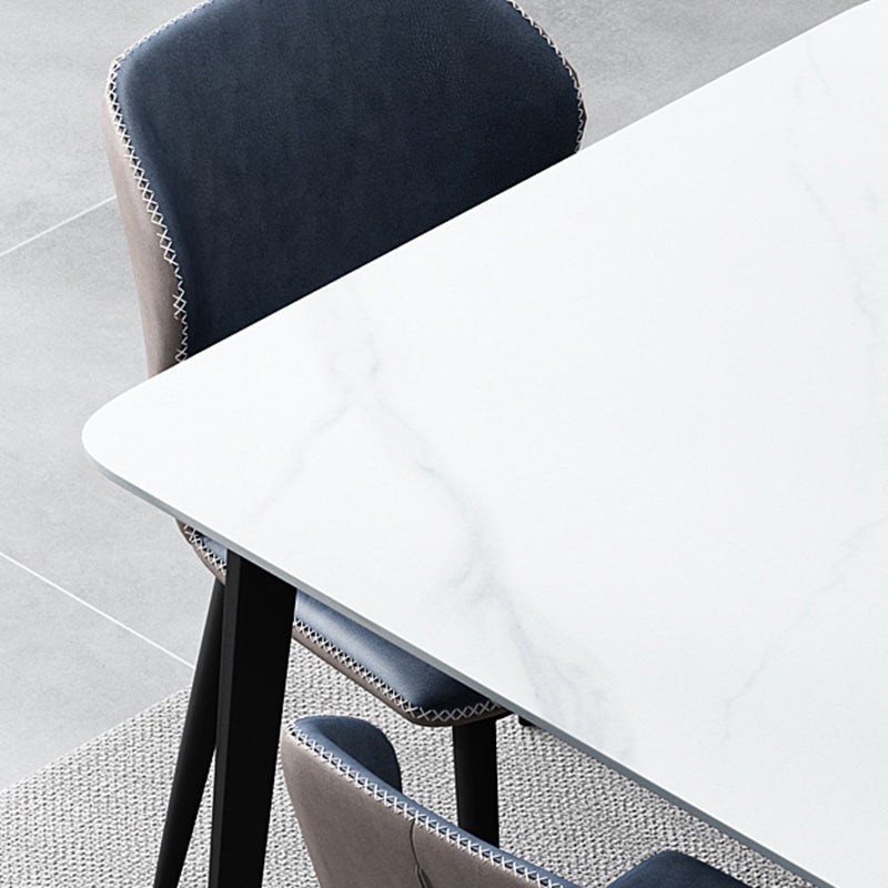 White Stone Dining Table Industrial Rectangle Dining Table for Dining Room Clearhalo 'Dining Tables & Seating' 'Dining Tables' 'dining_table' 'furn' 'furn_dining_table' 'Furniture' 'Kitchen & Dining Furniture' 6378987