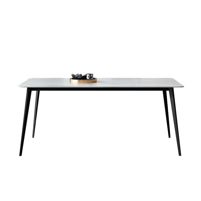White Stone Dining Table Industrial Rectangle Dining Table for Dining Room 70.9"L x 35.4"W x 29.5"H Without Chairs Clearhalo 'Dining Tables & Seating' 'Dining Tables' 'dining_table' 'furn' 'furn_dining_table' 'Furniture' 'Kitchen & Dining Furniture' 6378988