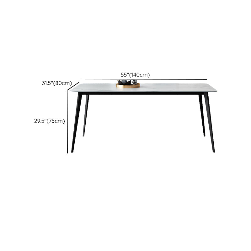 White Stone Dining Table Industrial Rectangle Dining Table for Dining Room Clearhalo 'Dining Tables & Seating' 'Dining Tables' 'dining_table' 'furn' 'furn_dining_table' 'Furniture' 'Kitchen & Dining Furniture' 6378991