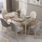 Mesa de comedor rectangular de 4 patas, mesa de piedra moderna para cocina
