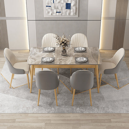 Mesa de comedor rectangular de 4 patas, mesa de piedra moderna para cocina