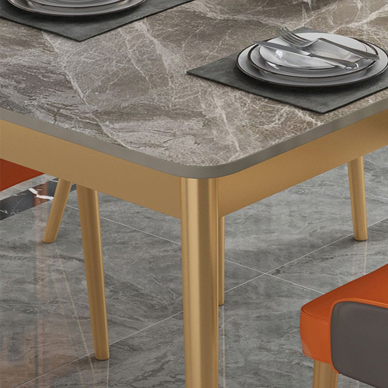 Mesa de comedor rectangular de 4 patas, mesa de piedra moderna para cocina
