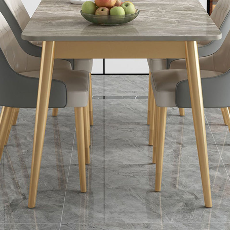 Mesa de comedor rectangular de 4 patas, mesa de piedra moderna para cocina