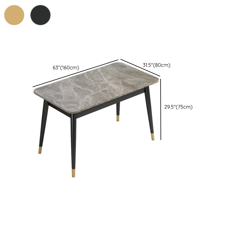 Mesa de comedor rectangular de 4 patas, mesa de piedra moderna para cocina