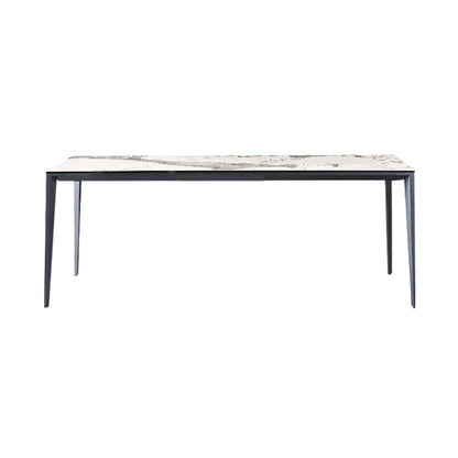 Industrial Rectangle Stone Dining Table Metal 4 Legs Dining Table 51.2"L x 27.5"W x 29.9"H Without Chairs Clearhalo 'Dining Tables & Seating' 'Dining Tables' 'dining_table' 'furn' 'furn_dining_table' 'Furniture' 'Kitchen & Dining Furniture' 6379012