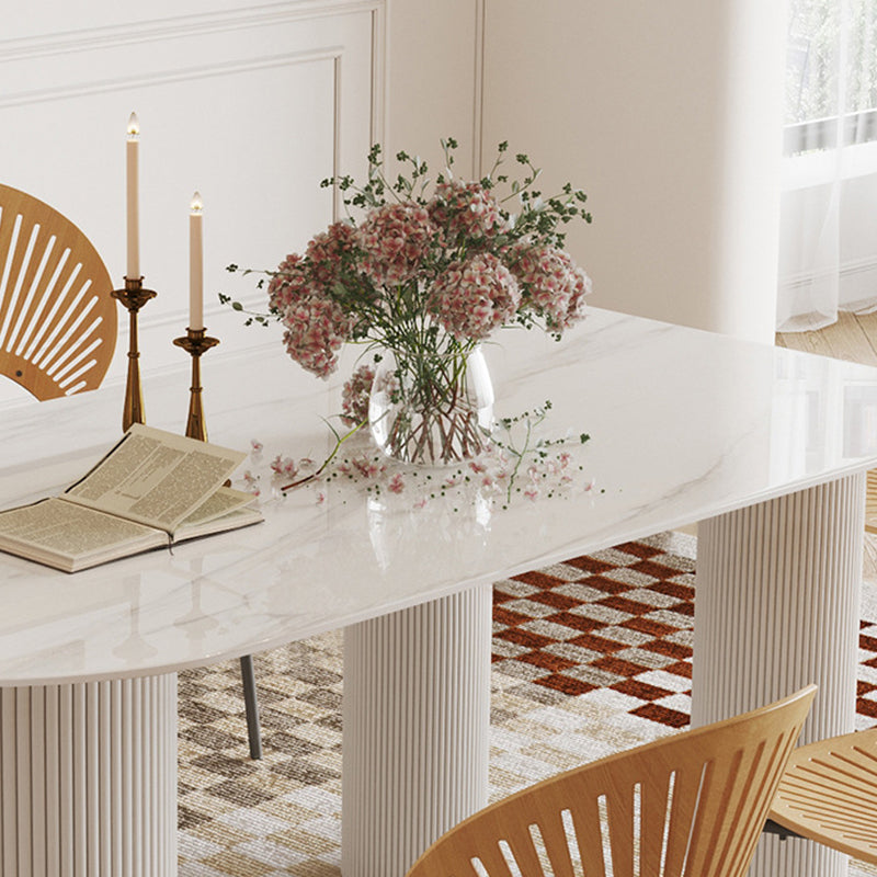 Modern 3 Legs Dining Table White Stone Table for Dining Room Clearhalo 'Dining Tables & Seating' 'Dining Tables' 'dining_table' 'furn' 'furn_dining_table' 'Furniture' 'Kitchen & Dining Furniture' 6379024
