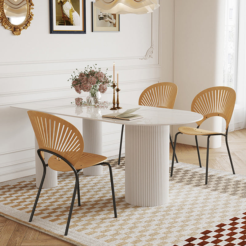 Modern 3 Legs Dining Table White Stone Table for Dining Room Clearhalo 'Dining Tables & Seating' 'Dining Tables' 'dining_table' 'furn' 'furn_dining_table' 'Furniture' 'Kitchen & Dining Furniture' 6379027