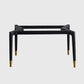 Mesa de comedor rectangular moderna de mediados de siglo con tapa de piedra y patas de madera maciza