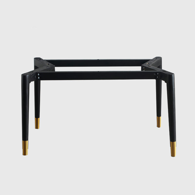 Mesa de comedor rectangular moderna de mediados de siglo con tapa de piedra y patas de madera maciza