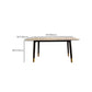 Mesa de comedor rectangular moderna de mediados de siglo con tapa de piedra y patas de madera maciza