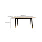 Mesa de comedor rectangular moderna de mediados de siglo con tapa de piedra y patas de madera maciza