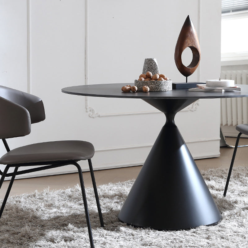 Contemporary Style Dining Round Table Sintered Stone Table with Metal Legs for Home Clearhalo 'Dining Tables & Seating' 'Dining Tables' 'dining_table' 'furn' 'furn_dining_table' 'Furniture' 'Kitchen & Dining Furniture' 6379046